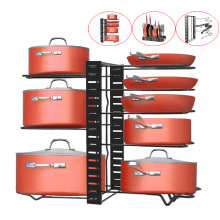 Amazon Hot Sale 14 / 8 / 5 Layer Multifunctional Adjustable Kitchen Cabinet Frying Pan Organizer Pot Pan Rack